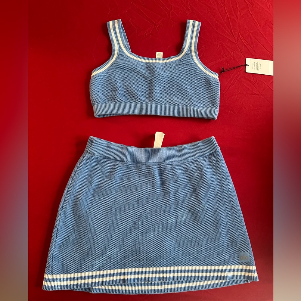 ALO Tennis Club Sweater Knit Bra & Skirt. Selling as a set.
